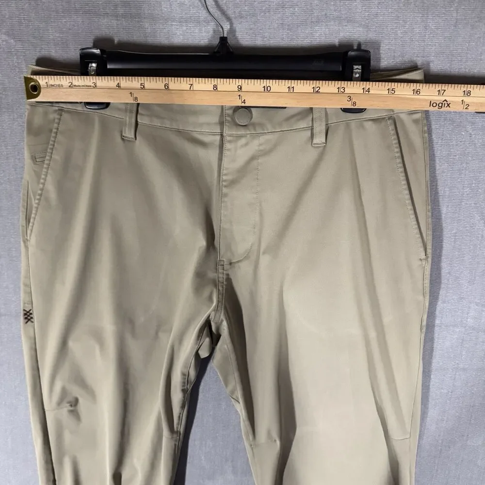 Rhone Commuter Pants Mens 32x31 Khaki Tan Beige Slim Fit Stretch 5-Pocket Travel